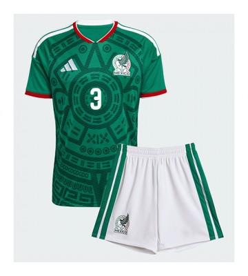 Mexico Cesar Montes #3 Hjemmebanetrøje Børn VM 2026 Kortærmet (+ Korte bukser)